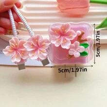 5 Stück/Set 3D Blumen Cartoon 1,5M Datenkabel Schutz Wickler, kompatibel mit Apple 20W/18W Ladegerät, iPad Schnellladekabel weiches Gehäuse Abdeckung Ladegerät Schutz