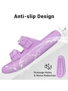 WOMEN'S FASHION FLIP FLOPS, MEN'S UNISEX EVA SANDALS With Thick Platform Non-Slip Sole Unisex SLIPPERS, Adjustable Clasp Quick Drying. - 紫丁香色 - 查看 3