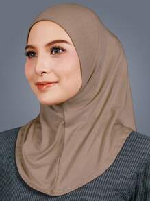1 pieza Hijab de unicolor de moda para mujer, elegante y cómoda envoltura de cabeza de lino con cristales para protección solar diaria al aire libre