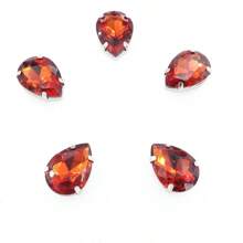 水滴形玻璃非 AB 正常颜色花式椭圆闪亮手工缝纫水晶手工缝制水钻装饰珠平背银色金爪底座带孔宝石 DIY 配件缝制宝石水钻用于装饰衣服、连衣裙、包、鞋子、胸针、耳环、手工艺品