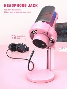 FIFINE USB 流媒体游戏麦克风，PC 电容式桌面麦克风 - 粉色 - 查看 3