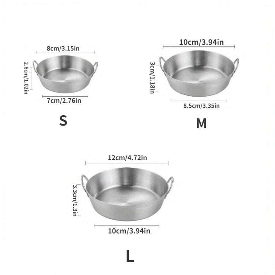 1pc Double Ear Stainless Steel Bowl Rice Wine Salad Snack Fruit Bowls