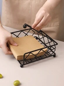 1 pieza Portanacas de metal con strass, organizador vertical de servilletas para cafetería y restaurante, suministros de cocina, accesorio decorativo, artículos para el hogar, mesa, decoración del hogar, organización y almacenamiento, decoración de habitación, accesorios de cocina, herramientas de cocina, organizador de cocina, viaje, festival, soporte para caja de pañuelos, portanacas, reunión familiar, decoración de mesa de cocina y comedor para el hogar, accesorios decorativos del hogar, caja decorativa, regalo de boda para mujer, artículo esencial para viajes de verano y festivales