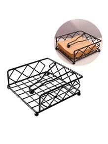 1 pieza Portanacas de metal con strass, organizador vertical de servilletas para cafetería y restaurante, suministros de cocina, accesorio decorativo, artículos para el hogar, mesa, decoración del hogar, organización y almacenamiento, decoración de habitación, accesorios de cocina, herramientas de cocina, organizador de cocina, viaje, festival, soporte para caja de pañuelos, portanacas, reunión familiar, decoración de mesa de cocina y comedor para el hogar, accesorios decorativos del hogar, caja decorativa, regalo de boda para mujer, artículo esencial para viajes de verano y festivales