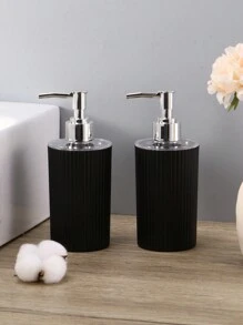 1pc/2pcs Luxury Pump Bottle For Hand Soap, Shower Gel Refillable Acrylic Dispenser With Striped Design For Bathroom & Kitchen Decor Home Bathroom Decor Fall Decor Back To School - Black - View 11
