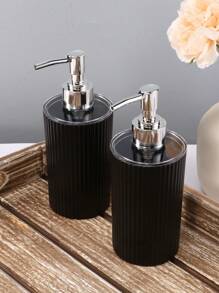 1pc/2pcs Luxury Pump Bottle For Hand Soap, Shower Gel Refillable Acrylic Dispenser With Striped Design For Bathroom & Kitchen Decor Home Bathroom Decor Fall Decor Back To School - Black - View 7
