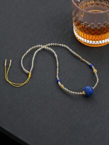 [VE] 1pc Sterling Silver Natural Amethyst & Lapis Lazuli Pendant Necklace. Lapis Lazuli Represents Calmness And Wisdom, A Symbol Of Power And Nobility. Amethyst Symbolizes Wisdom And Wealth, Helping You Thrive In Career And Interpersonal Relationships, Radiating Unique Charm. Natural Gemstone Color Varies. - Multicolor - View 3