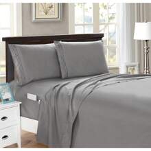 Elegant Comfort Luxury 4pcs Smart Pocket Sheet Set 16 Inch Deep Pockets - Ultra Soft Machine Washable Luxury 4-Piece Bed Sheet Set - Fade And Wrinkle Resistant Premium Hotel Quality Twin/Full/Queen/King Bedding Set- 4PC Sheets For Daily Use, Dorms, Guest Rooms, Christmas Decorations Gifts, Cozy Winter Styles (4pcs For Twin Size Sheet Set) - 灰色 - 查看 1