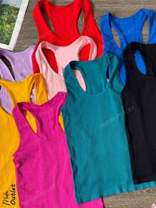 Set de 8 piezas de playera para dama, tirante cruzado, tela tipo canalé, elástico ligero, cómoda y fresca,