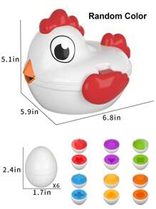 Toddler Chick Easter Egg Toy - Color Matching Game Shape Sorter, Includes 6 Toy Eggs, Suitable For Children, Develops Fine Motor Skills, Sensory Toy, Montessori Educational Gift. - Orange - View 11