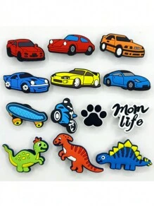 30/50/100pcs Sports Dinosaur Series Random Shoe Accessories, PVC, Suitable For Cave Shoes - Multicolor - View 2