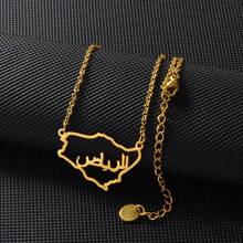 1pc Saudi Arabia Map Charm Pendant Necklaces Emblem Of Saudi Arabia Symbol Jewelry Women Girls