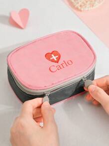 1pc Custom First Aid Kit Pouch, Custom Medicine Pouch Bags, Personalized First Aid Pouch, Custom Medical Bag Emergency Hospital, Travel Pouch, First Aid Kit, First Aid Kit Car, Emergency Kit, Family Gift - Pink - View 3