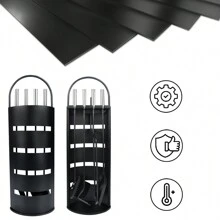 YUENFONG Fireplace Tools Stainless Steel 5-Piece Modern Fireplace Accessory Set Fireplace Set Including Broom, Shovel, Poker, Tongs And Stand With Privacy Screen, Silver/Black - Black - View 5