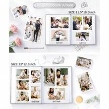 1pc Photo Album 4x6 5x7 8x10in Self Adhesive Scrapbook Album For Pictures DIY Photo Book,Metal Pen And Scraper Birthday Gifts For Women Mom,Wedding Baby Family Travel, - 灰色 - 查看 2