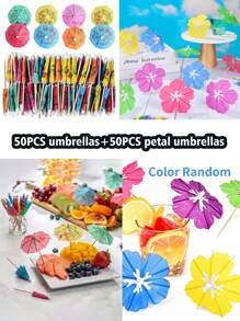50pcs Cocktail Umbrella Picks, Tropical Color Party Toothpicks, Party Decoration Supplies, Home Decoration, Room Decoration, Summer Party Decoration, Hawaii Themed Party,Christmas - Multicolor - View 7