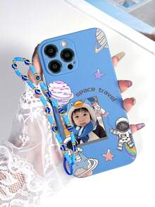 1PC Blue TPU Customizable Pattern Phone Case And 1pc Blue Eye Lanyard Strap Compatible With IPhone/Android Smartphones Like Galaxy A51 4G, Galaxy A52, Galaxy S23 Ultra, Galaxy A13 4G, Galaxy S22 Ultra, OPPO A54, IPhone 14 Pro Max, Galaxy A04E, Galaxy A34, Galaxy S24 Ultra 5G, Redmi Note 13, Galaxy A14