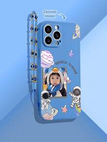 1PC Blue TPU Customizable Pattern Phone Case And 1pc Blue Eye Lanyard Strap Compatible With IPhone/Android Smartphones Like Galaxy A51 4G, Galaxy A52, Galaxy S23 Ultra, Galaxy A13 4G, Galaxy S22 Ultra, OPPO A54, IPhone 14 Pro Max, Galaxy A04E, Galaxy A34, Galaxy S24 Ultra 5G, Redmi Note 13, Galaxy A14