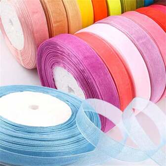 50 Yards/Pack, 1.2cm Wide Colorful Headband Ribbon, Craft Christmas Fabric Lace Ribbon, Gift Wrapping String, Halloween, Halloween Decoration Valentine Day
