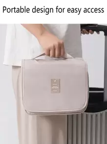 1 件便携式旅行化妆包带挂钩，化妆品收纳袋，可容纳刷子、香水、洗漱用品，适用于口红、化妆刷、铅笔、眼影、镜子、眼线笔、唇彩、护肤品、牙刷、肥皂、洗发水、梳子、手表、手机、项链、珠宝和数码配件返校 - 彩色 - 查看 10