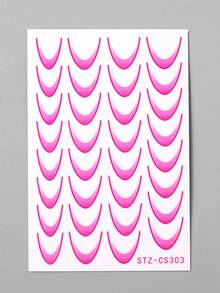 2 件渐变法式美甲贴纸黑色粉色自粘贴花图案指甲贴指南 DIY 装饰模板美甲工具 - 彩色 - 查看 5