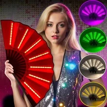 LED折叠扇，发光嘉年华派对扇，LED手持扇，舞台表演发光扇，生日派对礼物，婚礼家居装饰，夜店荧光道具，派对舞台表演舞蹈道具，万圣节和圣诞节礼物 - LED發光扇子 - 查看 10