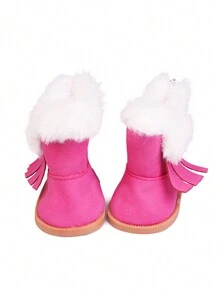 1 paire de bottes d'hiver de 18 pouces pour poupée American Girl, bottes à capuche en peluche, accessoires de poupée, cadeau, jouet, chaussures de poupée blanches de 18 pouces, bottes pour filles, poupées reborn, chaussures de 18 pouces, jouets de bottes