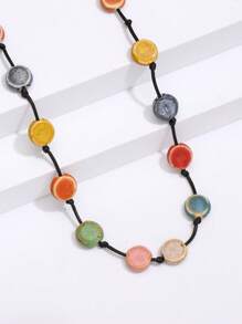 Ceramic Bead Decor Necklace - Multicolor - View 9