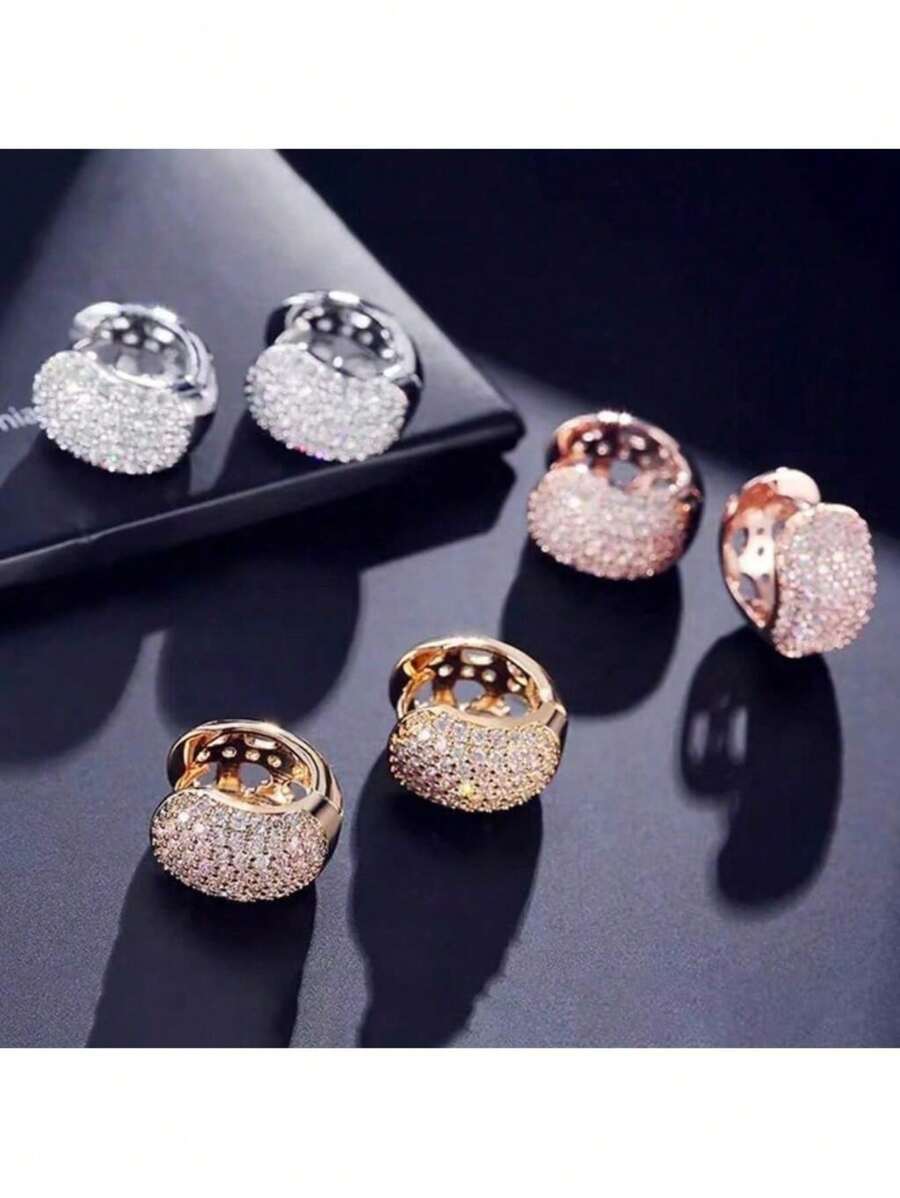Promotion Of Men's And Women's Hip Hop Hoop Earrings With Feathers Zirconia And Neymar Gold Plated - 金色 - 查看 1