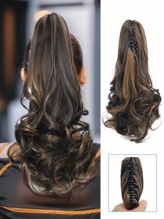 Extensiones de cabello sintético con ondas profundas resistentes al calor de 12 pulgadas, con pinza de agarre, disponibles en negro, marrón claro, marrón chocolate y multicolor, adecuadas para uso diario de mujeres, cosplay, Navidad, festivales de música, carnaval, vacaciones y regalos del Año Nuevo Chino