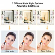 Large Makeup Dressing Table With LED Lights Mirror + 5 Drawers Vanity Stool Set - white LED - View 3