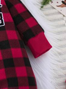 Bộ đồ liền thân dài tay có mũ in chữ và kẻ caro cho bé trai sơ sinh, ngày lễ Giáng sinh - Nhiều màu - Xem 7