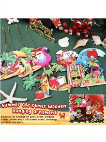 12 szt./24 szt./36 szt. Bożonarodzeniowe dekoracje z plastrami drewna plażowego, świąteczny Mikołaj, tropikalny flaming, ozdoby w kształcie deski surfingowej, letnia dekoracja choinki, artykuły na przyjęcia świąteczne, wystrój domu, wystrój pokoju, wystrój ściany