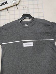 Long Line Cotton T-Shirt - 深灰色 - 查看 3