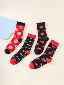 4 pares de calcetines tipo tripulación para mujer, calcetines para niñas, calcetines para parejas, calcetines lindos, suaves y lisos, regalos para días festivos, aptos para varios días festivos, deportes, ocio, negocios y otros usos diarios, se pueden usar durante todo el año, aptos para el otoño y el invierno