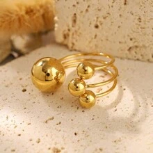 1 pieza Anillo esférico de acero inoxidable a la caliente, anillo de acero de titanio personalizado con diseño geométrico exagerado, estilo Ins