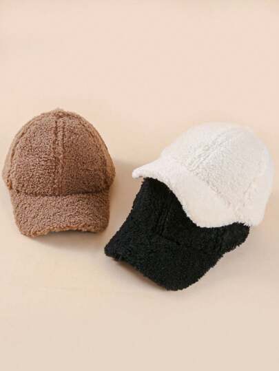 1pc Winter Unisex Kids Baseball Cap, Simple Warm Thermal Lined Children Hat