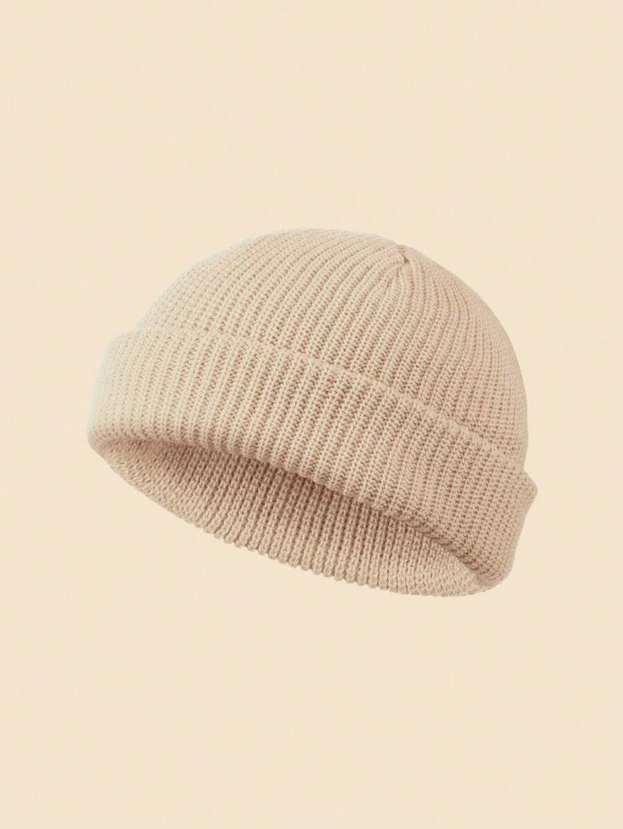 Baby Solid Color Minimalist Daily Beige Knit Hat - Beige - View 1