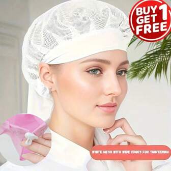 1pc Unisex Chef Hat With Solid Color Mesh Top, Elastic Drawstring Adjustable Buckle Hair Net, For Food Service Industry