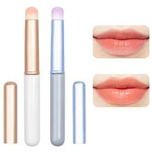 唇刷，唇刷，遮瑕刷，专业唇刷，唇膏唇彩膏，卫生便携盖，女孩礼物（白色，紫色） - 彩色 - 查看 2