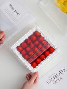 3/5/8/10pcs, Strawberry Cake Packaging Box, Square Transparent Dessert Box With Lid - Clear - View 3