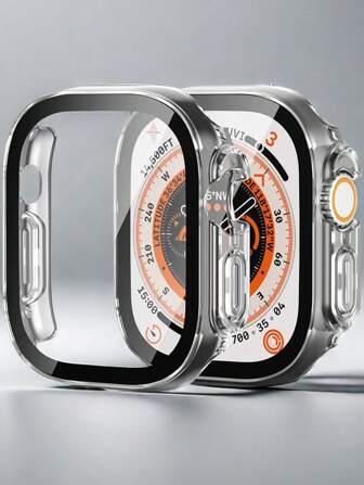 1 pieza Funda de vidrio + tapa compatible con Apple Watch Case Ultra 2 de 49 mm, parachoques de smartwatch + protector de pantalla de vidrio templado compatible con accesorios de reloj Ultra