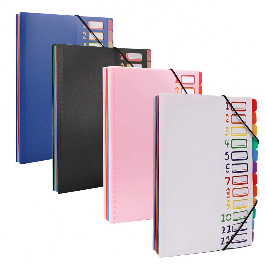 FoBianJie 12 Pocket Expanding Project Sorter Heavy Duty Monthly Plastic Expandable Folder Organizer, A4 Letter Size, Multicolor - Multicolor - View 1