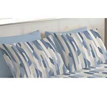 Microfiber Queen Bed Set - Camesa - Listrado Azul - Xem 2