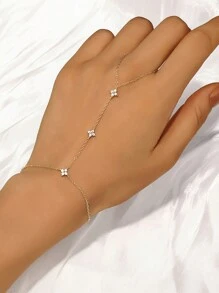 S925 Sterling Silver Bracelet Rhinestone Studded Women's Ring Chain Bracelet, Clover Flower Bracelet, Multi-Layer Stacked Jewelry Valentines