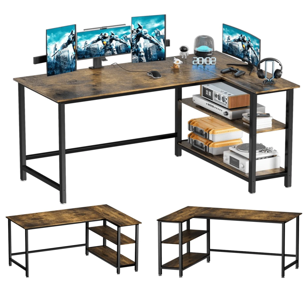 Study Table Rustic Student Study Table, L Shaped Table - 43 Inch Game Table, Computer ...
