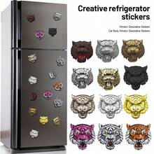 1pc 3D Metal Personalised Tiger Head Fridge Magnet, Wall, Window & Car Decor Sticker - Multicolor - View 11