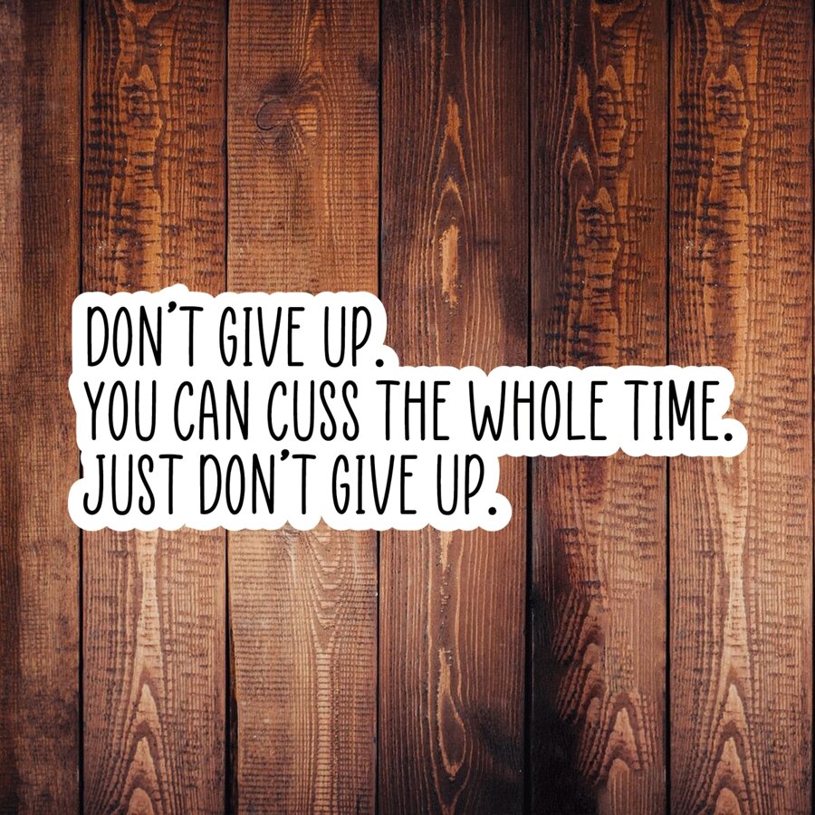 1pc Don't Give Up Sticker, Water Resistant Vinyl Sticker, Motivational Sticker, Funny Quote Stickers, Laptop Sticker, Journal Sticker 3.4x1.2 Inch Back To School Scrapbook Supplies Funny Stickers Laptop Stickers Kindle Phone Stickers - Multicolor - View 1