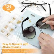 眼镜修理套件，眼镜鼻托修理套件，气室软硅胶鼻托，螺丝刀套装和螺丝帽，微型螺丝，螺丝刀，适用于修理大多数款式的眼镜女士眼镜配件 - A配件 - 查看 8