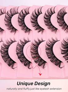 Rikuaild 10 Pairs D Curl Russian False Eyelashes, Natural Fluffy & Thick, Delicate Criss-Cross Effect - 交叉款 - 查看 6